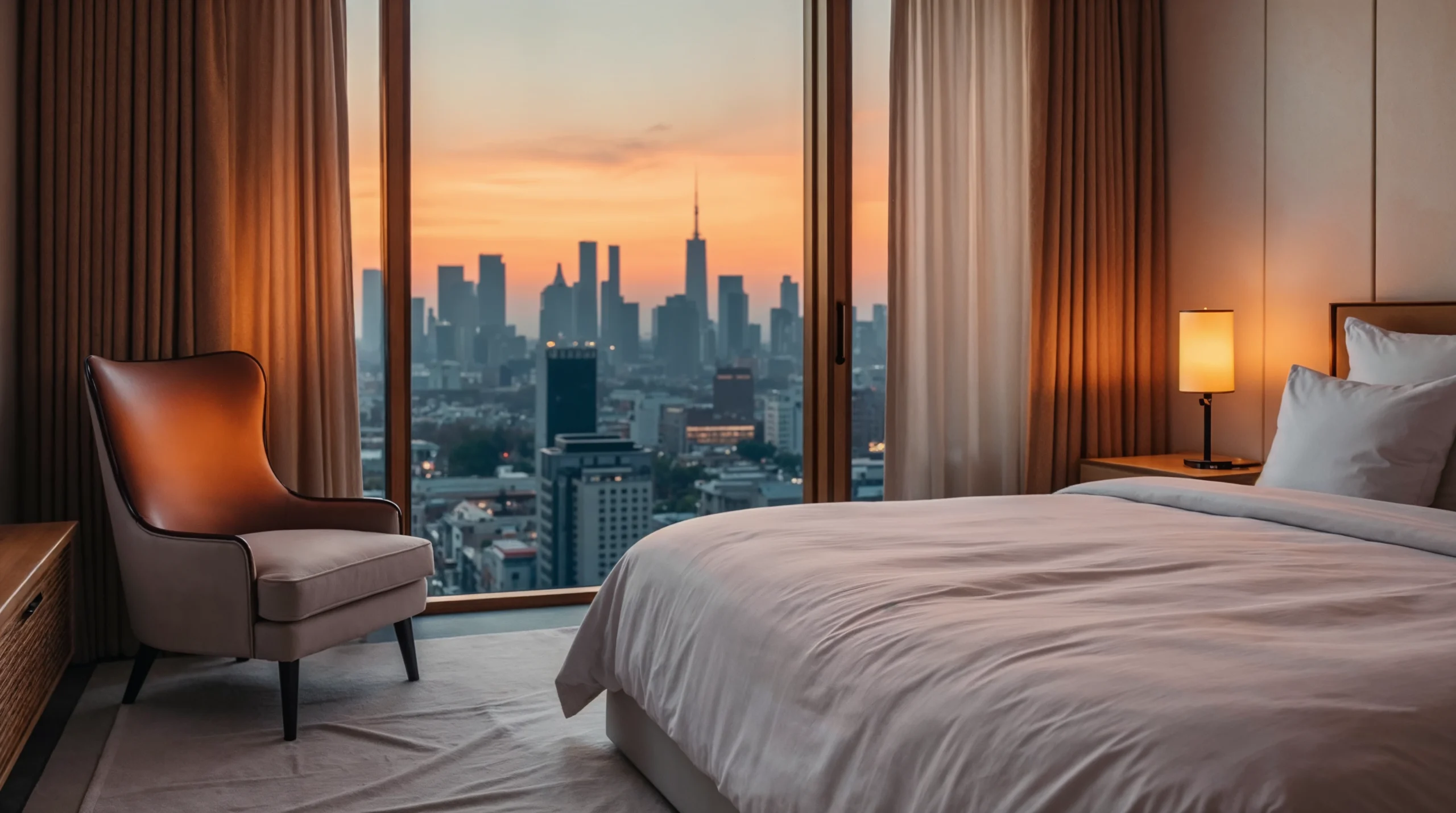 bedroom-with-view-city-sunset